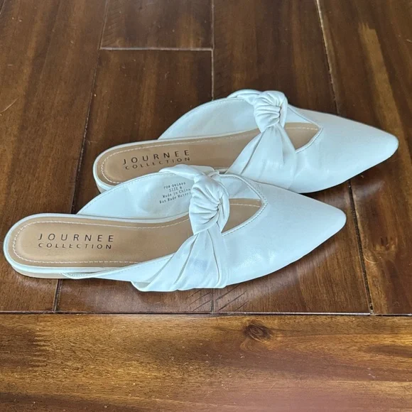 Journee Collection White Knotted Mules - Picture 5 of 7